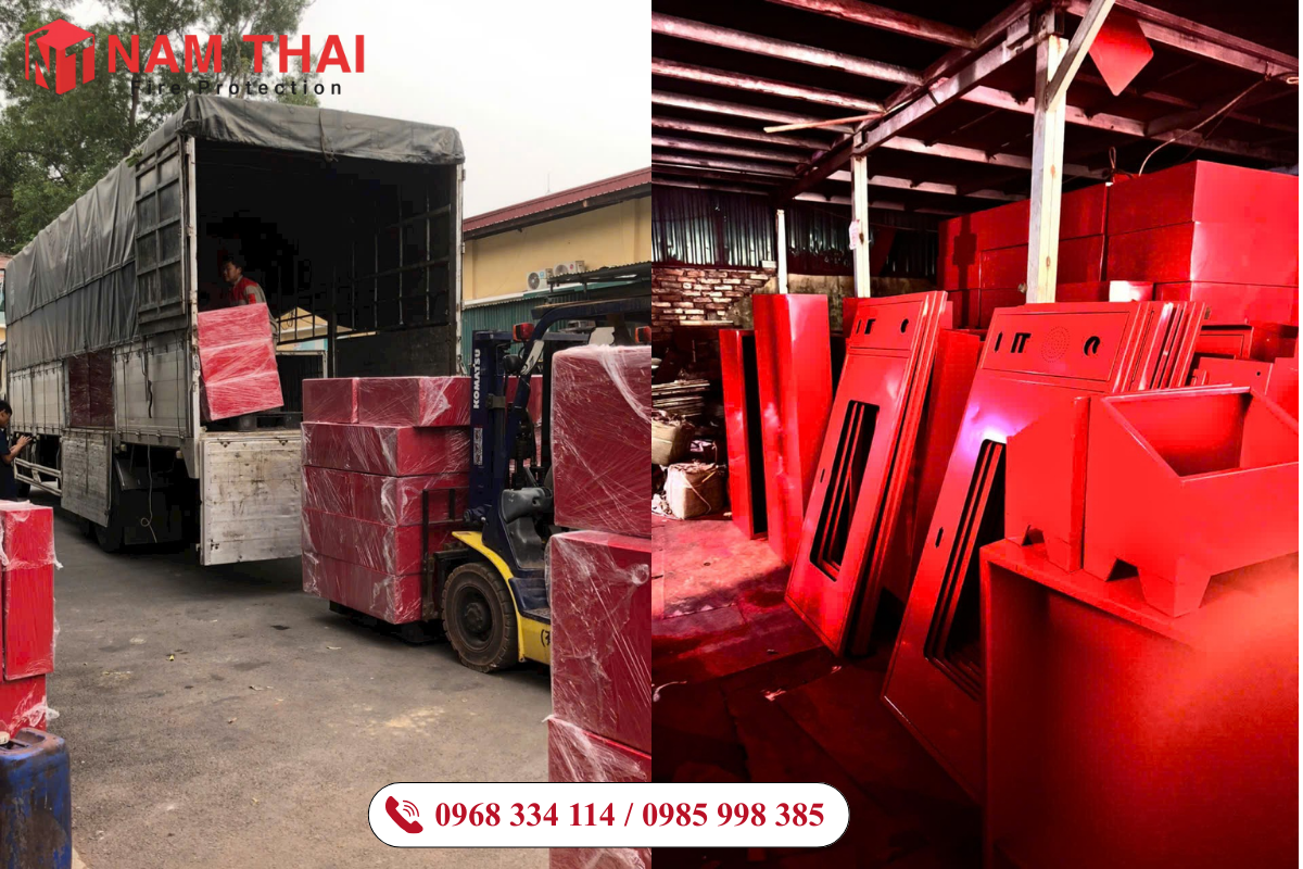 Kho hàng hóa linh kiện phụ kiện tủ chữa cháy chính hãng Nam Thái