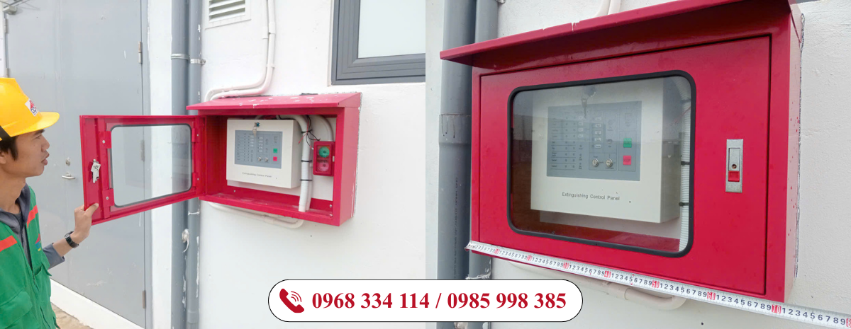 Kỹ thuật viên kiểm tra bảo dưỡng tủ chữa cháy định kỳ chuẩn TCVN
