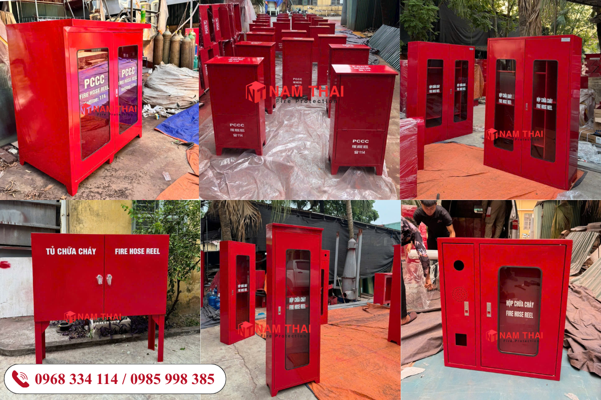 Các loại tủ chữa cháy: Tủ trong nhà, tủ ngoài trời có mái, tủ inox 304