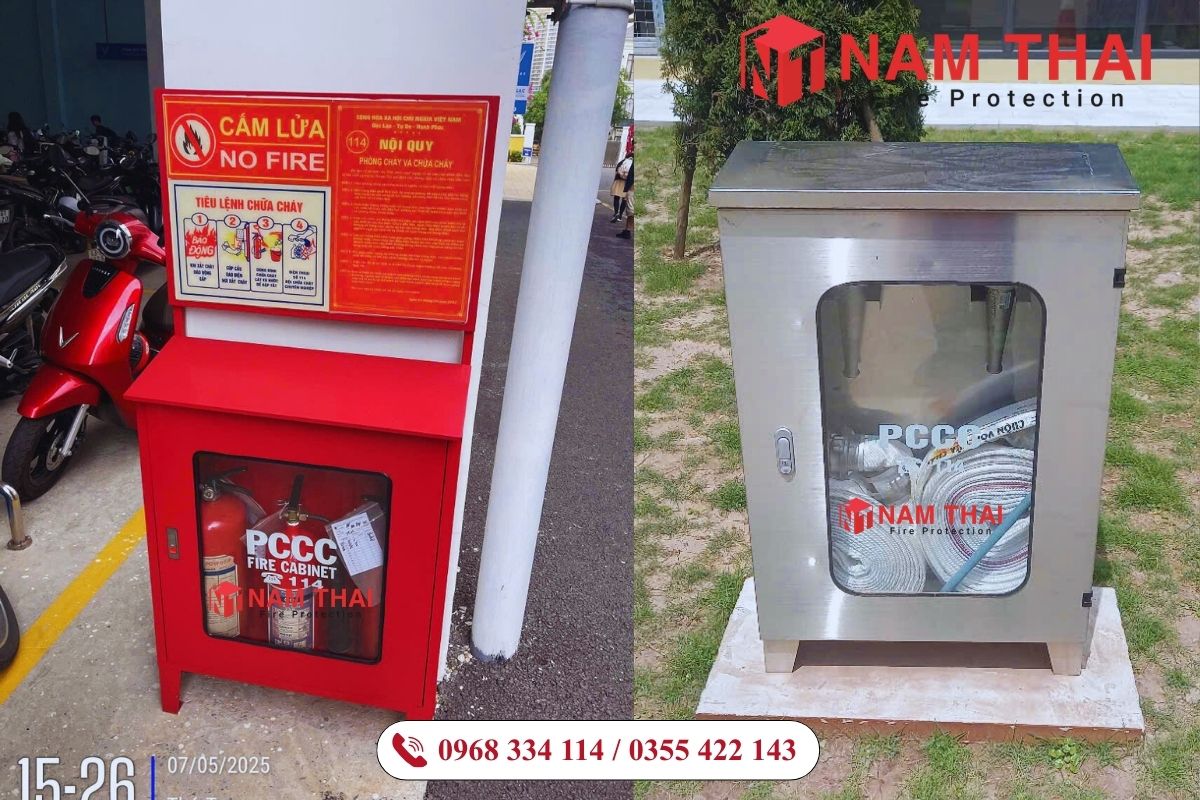 Gia công tủ chữa cháy ngoài nhà theo yêu cầu