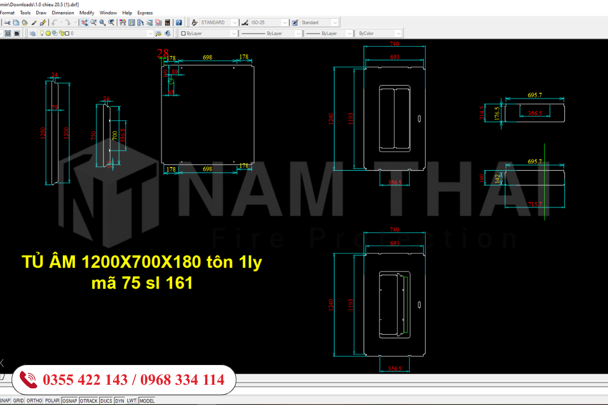 thiết kế bản vẽ tủ chữa cháy