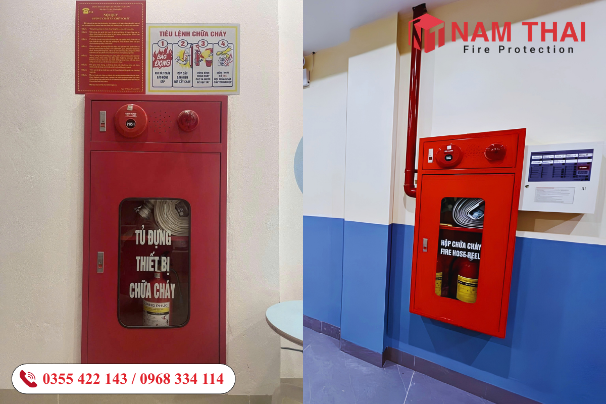 Tiêu chuẩn lắp đặt tủ chữa cháy tích hợp chuông, đèn, nút ấn